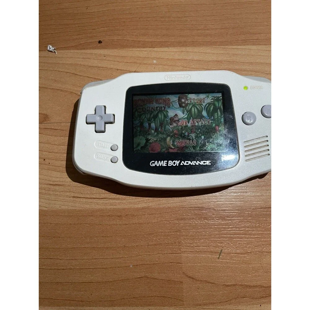 Nintendo Game Boy Advance White Console Bundle with Donkey Kong Country - Tested